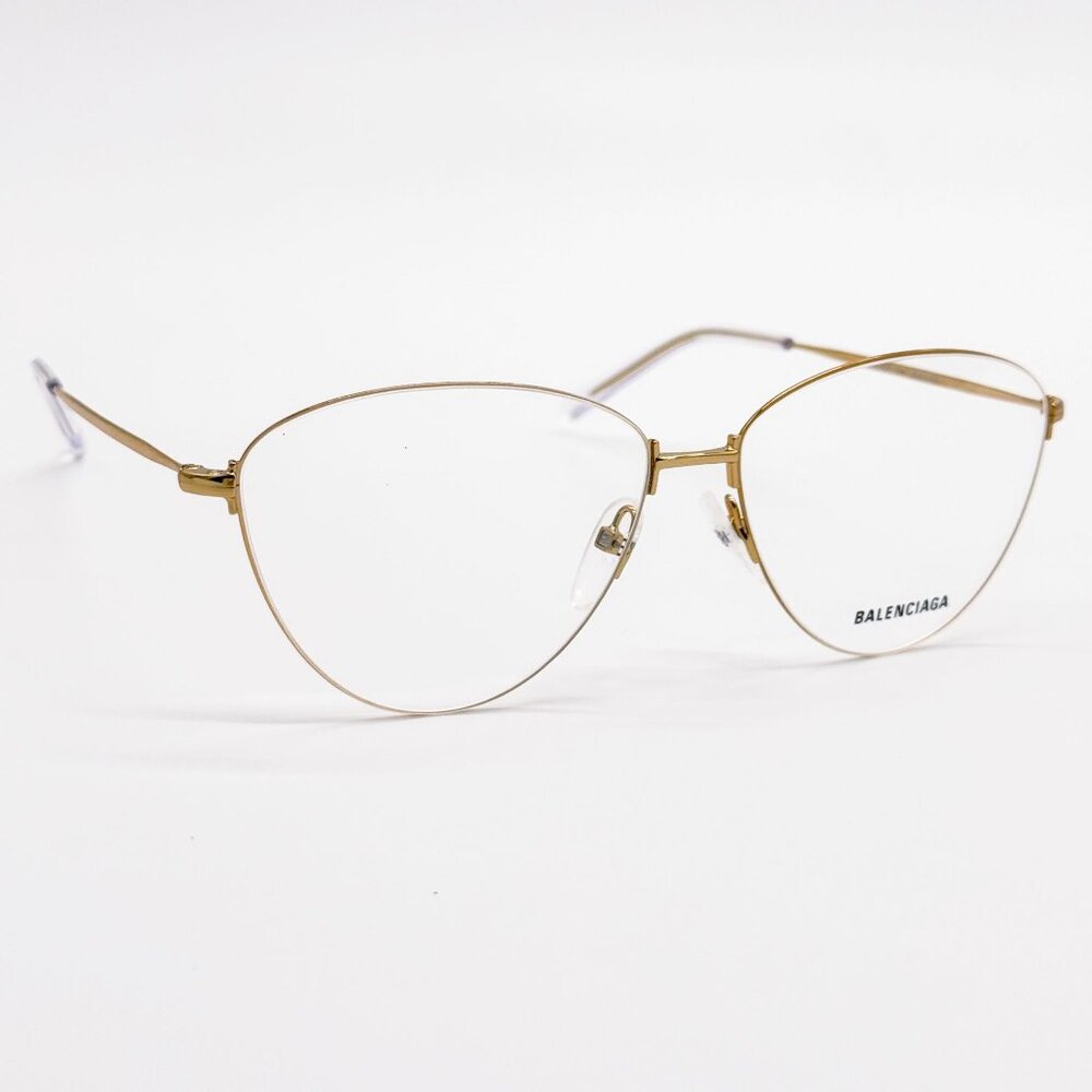 NEW BALENCIAGA EYEGLASSES BB0034O 003 CAT EYE GOLD WOMEN EYEWEAR BALENCIAGA